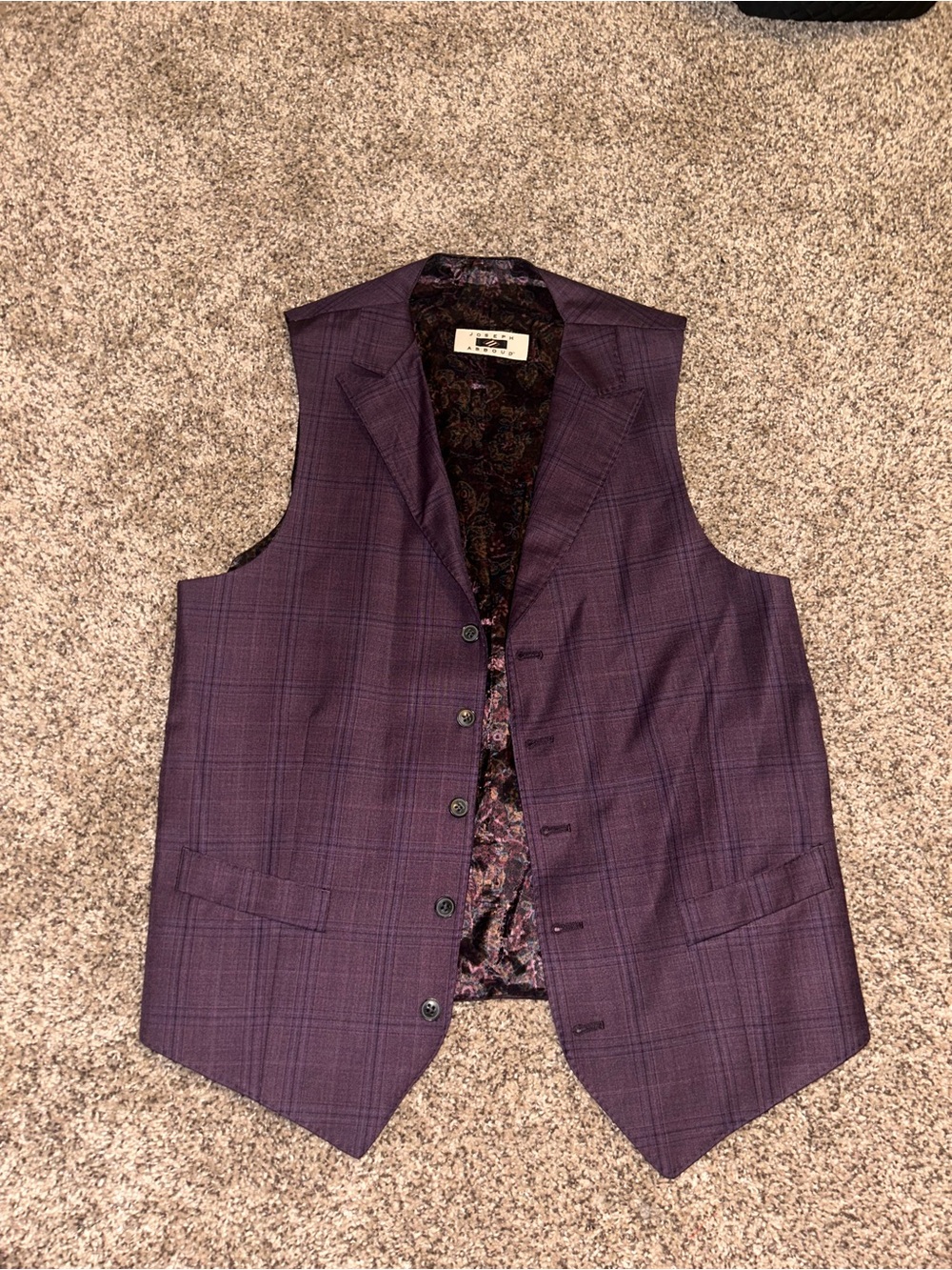 Joseph Abboud Plum Plaid Dress Vest